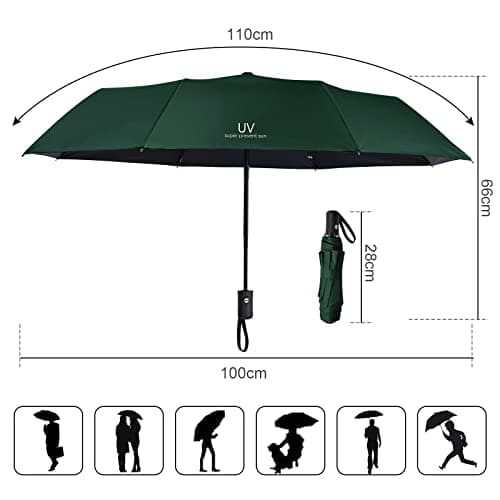 Vicloon Travel Umbrella 8 Ribs UV Sun Umbrella, Automatic Open & Close — view 2