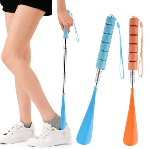 Long Handled Travel Shoe Horn Horns Pull Chausse Pied Telescopic, 2 Pcs