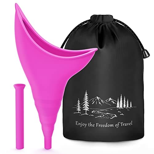 Female Urinal Festival Camping Accessories, Female Urination Device Camping Toilet Hiking Holiday Essentials Reusable for Women, Travel Camping Female Urinal Device Funnel Portable Urinal ( Fuchsia)