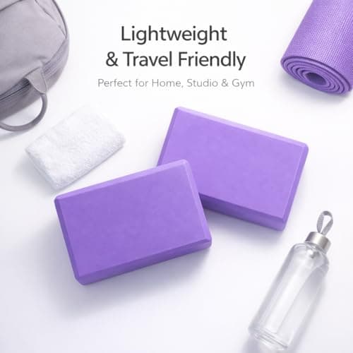 2 Pack Yoga Blocks High Density EVA Foam Non Slip Gym Bricks for Pilates Stretching Balance and Home Fitness Exercise (Purple) — view 6