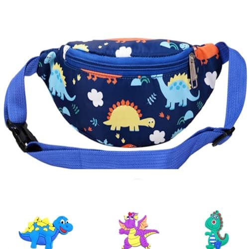 Dinosaur Bag,Kids Bumbags,Cartoon Lightweight Sling Bags,Running Bag,Children's Chest Bags,Dinosaur Fanny Pack Fabric Nylon Money Belt,for Toddler Girls Boys Running Hiking Travel Sports(Blue)