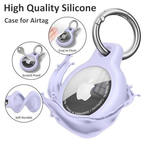 for AirTag Holder Waterproof Silicone Case with Keyring, 10-PACK Protective AirTags TPU Case Tracker Cover for Keys, Bags, Luggage, Pet Collars,Scratch-Resistant for Apple Air Tags 10-PACK 01 — view 5