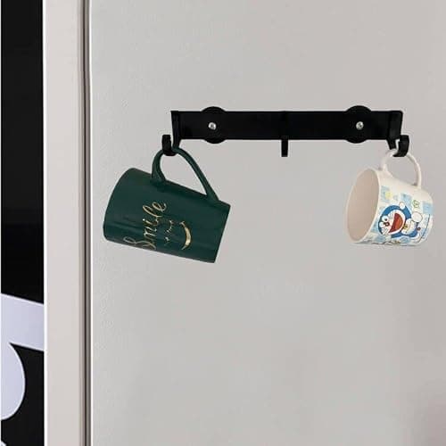 AUXPhome Magnetic Mug Rack Coffee Cup Holder Display Hanging Cups Drying Hook,3 Adjustable Hook Rail, Space Saver Organizer for Refrigerator,for Coffee Mugs, Tea Cups,Towel,Bag,Glove,etc — view 6