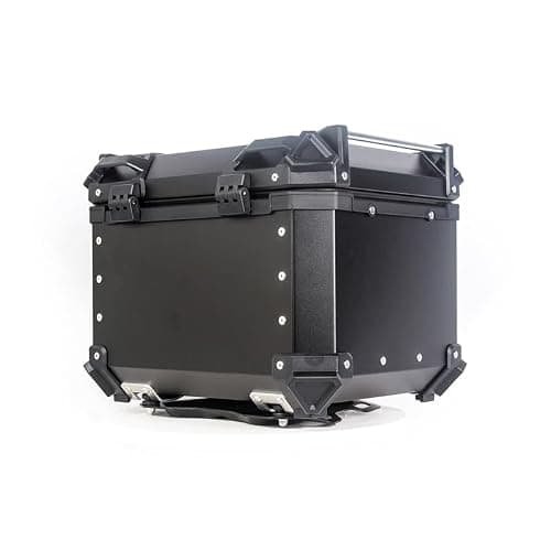 CuteHairy Motorcycle Top Case 45L, Aluminum Alloy Waterproof Motorbike Tail Box with Security Lock & Base Plate, Universal Helmet Luggage Storage Trunk for Scooter — view 4