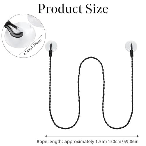 KinetiCore 2.5m Retractable Travel Clothesline, Elastic Pegless Design with Suction Cups & Hooks, Portable Drying Rope for Camping, Hotel, Home & Outdoor Use — view 2