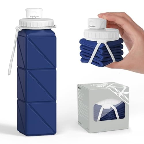 Popdigito 3 pack Collapsible Water Bottles,Silicone Foldable Portable Water Bottle 20.6oz, Lightweight Reusable Leakproof for Travel Hiking Camping Cycling Workouts Yoga Fitness Indoor Outdoor Sports — view 3