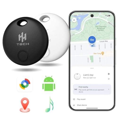 HH-Tech Android Tracker Tag 2 Pack Works with Google Find Hub, Replaceable Battery, Smart Bluetooth Key Tracker Item Finder for Keys, Wallet, Luggage & Bag, Compatible with Android Devices