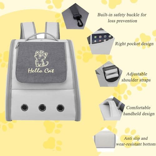 Tomtary Breathable Cat Carrier Backpack Pet Carrier for Small Dogs Multi-entrance Front Pack for Kitten Puppy Rucksack Carrying Airline Approved for Travel Hiking Camping Use Up to 16 Lbs — view 5