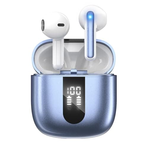 JBES Wireless Earbuds Bluetooth Earphones, 60H Deep Bass Ear Buds with 6 Noise Cancelling Microphone, IP5 Waterproof in Ear Headphones for iPhone Android Sports Gaming (Blue)