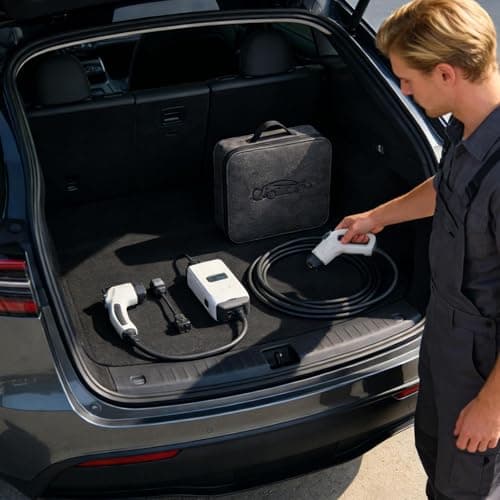 EV Charging Cable Storage Bag – Felt Electric Vehicle Charger Organizer Box, Weather Resistant Cord Holder | 37x37x9cm Round 33x33x9cm Square Anti Collapse Design Trunk Mount Travel Road Trip — view 2