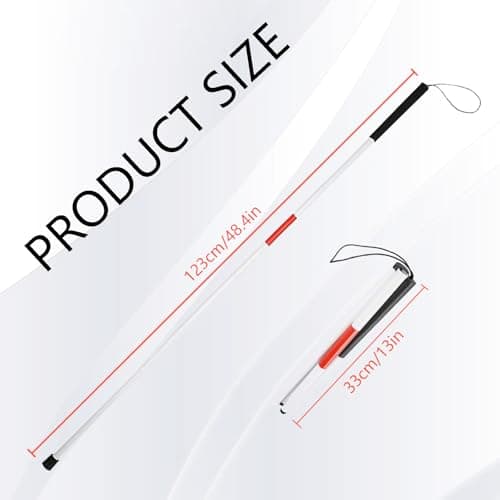 Blind Stick, 123cm/48.4in Folding Walking Stick for Blind, Red White Reflective Walking Cane, 4 Sections Collapsible Walking Stick for Vision Impaired And Blind — view 2