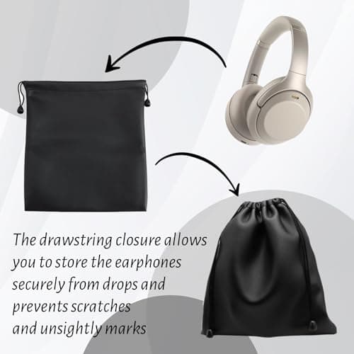 4 Pcs Large Headphone Storage Bag with Drawstring Set, Waterproof Headphone Carrying Bag for Travel and Protection, Headphones Case Universal Portable Protective Cover Pouch Bags Storage Box — view 3