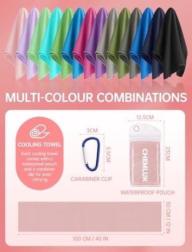 CHEMLUK Cooling Towels 4 Packs: Instant Cool Towel for Hot Weather Neck and Face UV Protection Quick Dry Microfibre Sweat Towels for Gym Yoga Running Camping Workout Sports Travel — view 6