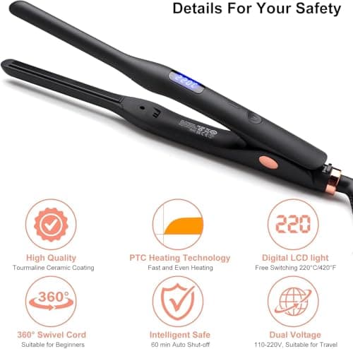 JAETON Mini Hair Straightener for Short Hair,Pixies,Bangs,Small Curls — view 3