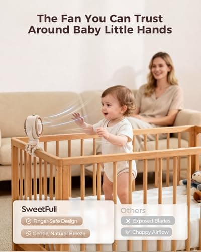 SWEETFULL Portable Pram Fan, 4000mAh Rechargeable Clip-On Baby Stroller Fan — view 2