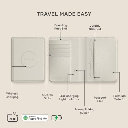 Satechi Passport Holder with Find My Tracking, 4-Slot Card Wallet, Sand — view 2