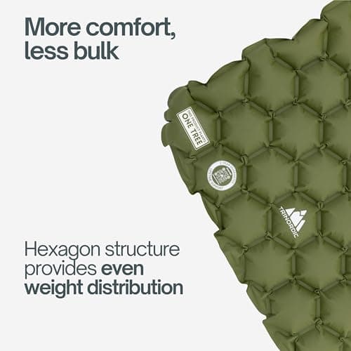 TRINORDIC Lightweight Inflatable Camping Mat - Built-In Pillow, 550g, Green — view 6