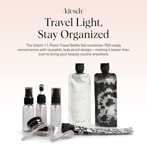 Kitsch Travel Bottles for Toiletries 11pcs - Black & Ivory — view 3