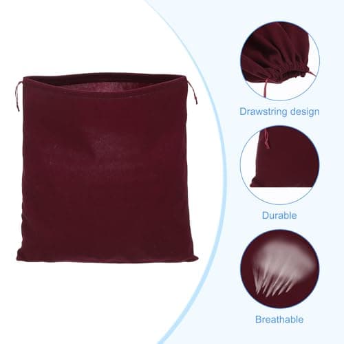 Patikil Velvet Bags With Drawstrings, 3 Pack 14 x 14 Inch Hair Dryer Treat Dust Storage Bags for Travel Luggage Packing, Burgundy — view 3