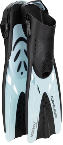 Cressi Tino Adventure Set Black/Ice Cyan [L/XL] - Snorkel Set Tonga Fins, Tino Mask and Scilla Snorkel for Snorkelling and Diving, Black/Ice Cyan, L/XL, Adults — view 2