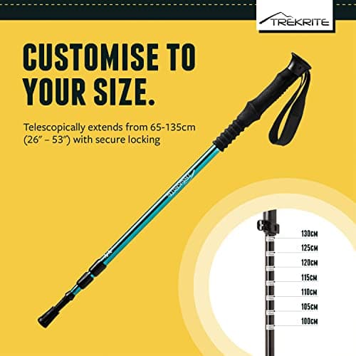 Trekrite Premium Walking Poles Set for Women, Anti Shock Adjustable Hiking Sticks for Ladies, Reliable & Strong Aluminum Trekking Poles with Accessories from a UK Based Company - Teal — view 5