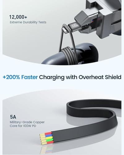 CAFELE 3-USB-C Multi Charger Cable 6 in 1(100W/35-130CM Retractable) — view 3