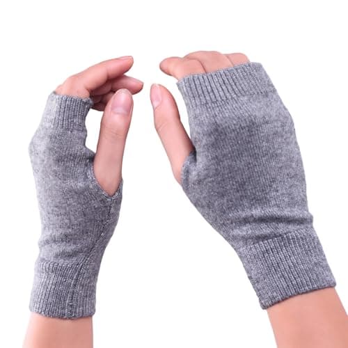Pryon Wrist Warmers,Cashmere Fingerless Gloves Mittens Women Thermal Hand Winter Wool Mitten Heated Mitts Soft Glove Knit Cold Cover,for Ladies Womens Typing Warmer Indoor Girls Mens Christmas (Grey)