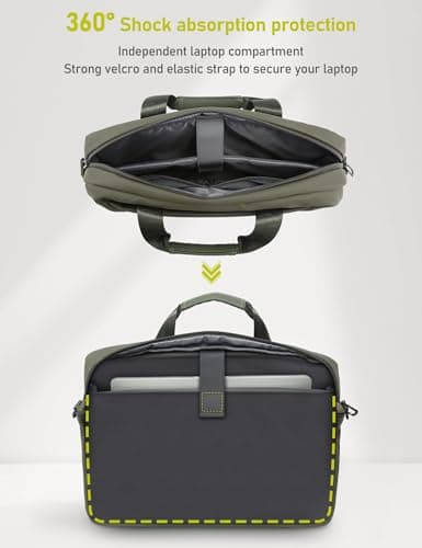 GAOCHY 15-16 Inch Laptop Shoulder Bag Business Briefcase Water Resistant Computer Messenger Bags Compatible with MacBook Pro 16, MacBook Air 15 M4 2025, 15.6 Inch Aspire, Vivobook, Inspiron, Green — view 5