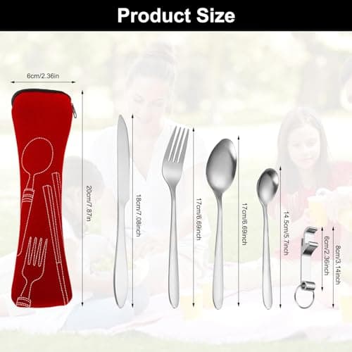 Travel Cutlery, 2 Sets Stainless Steel Cutlery Set with Portable Pouch Case — view 6