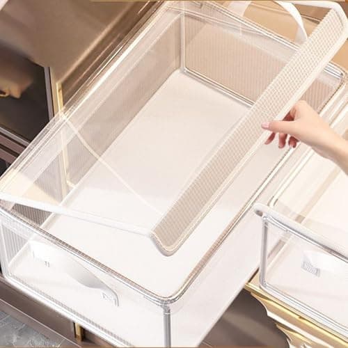 Clothes Storage Boxes - Clothes Storage Bins | Transparent Organizer With Lid | Stackable Multi-Functional Space-Saving Container For Bedroom Closet, Travel Packing, Moving & Household Storagee — view 3
