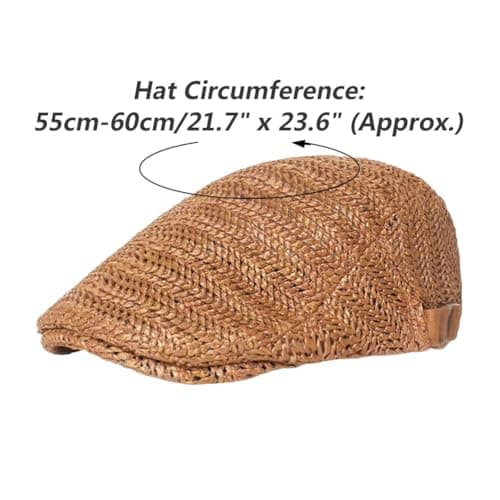 Vobumix Straw Newsboy Cap Vintage Painter Hat Travel Flat Cap for Summer Holiday Vacation Beach Sun Protection Accessories — view 2