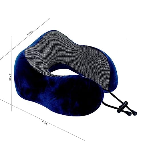 Makimoo Memory Foam Travel Pillow, Neck Pillow with 360-Degree Head Support, Comfortable and Lightweight, Ideal for Sleeping on Airplane, Car, Train, Bus and Home Use, Comes with Storage Bag (Blue) — view 5