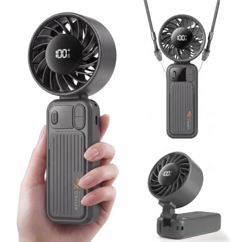 KinYiLO Portable Handheld Fan with 4000mAh Battery – 100-Speed Rechargeable Personal Cooling Fan, 16-Hour Runtime, 3-in-1 Desk & Handheld & Tilt Fan, Ultra-Quiet for Travel Beach Office Outdoor, Black