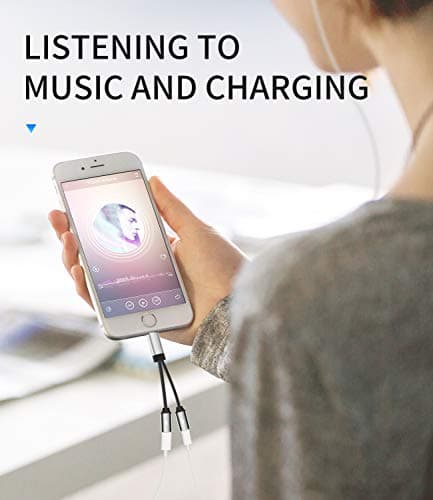 Lightning Headphone Charging Jack Adapter for iPhone (2in1) Car AUX Audio Headphone Converter for Apple Phone Dual Plug Splitter for iPad Plug with Charge Splitter for iPhone 14 Pro Max — view 3