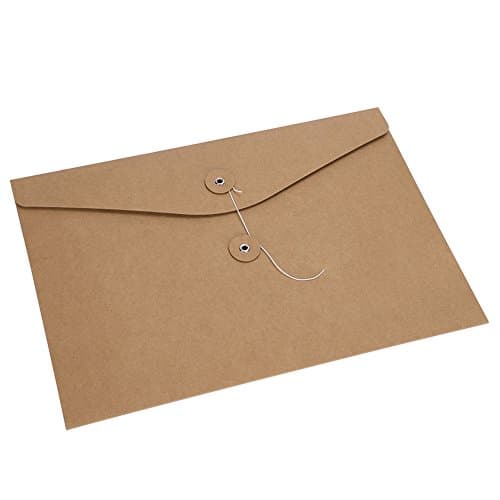 10pcs A4 Kraft Wallet Folders Envelope File Folders Documents Paper Portfolio File Bag Pockets Paperwork Organiser Storage Bag Pouch with String Fastener Closure for Office School Home — view 4