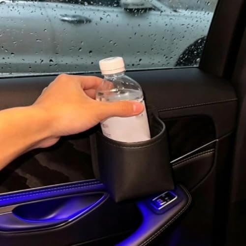 Leather Car Door Storage Pocket Double-layer Compartments Organizer (Black) — view 3