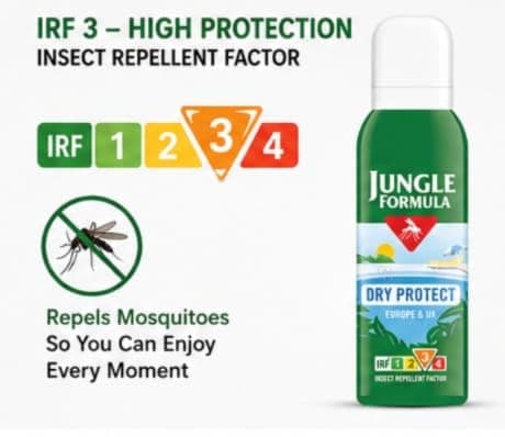 Jungle Formula Dry Protect Insect Repellent Spray Twin Pack 2 x 125ml | Up to 6 Hours Protection Against Mosquitoes & Midges | Non-Greasy Bug Spray with Light Fragrance | Travel & Outdoor Protection — view 2