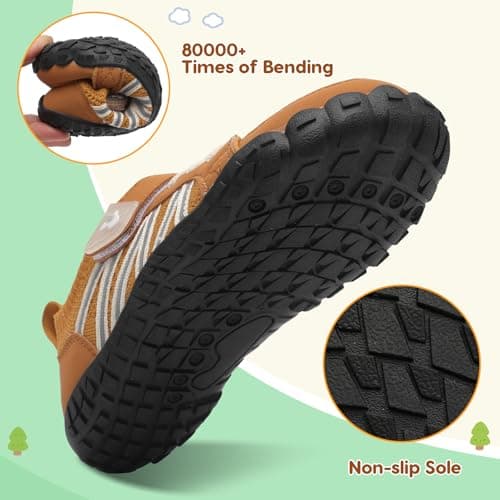 JOINFREE Kids Wide Fit Shoes Barefoot Walking Shoes Brown — view 4