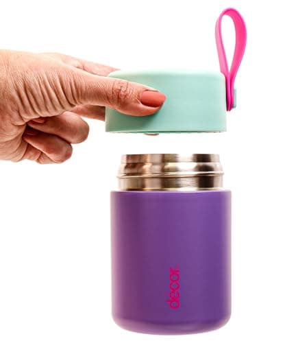 Décor 350ml Kids Insulated Food Flask - Double Wall Stainless Steel Container with Wide Opening, Airtight Leakproof Lid, 4h Hot / 9h Cold - Purple — view 3