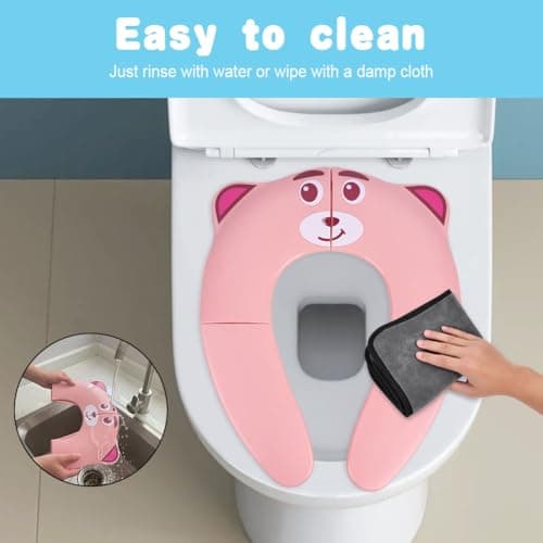 HOTUT Folding Travel Toilet Seat,Folding Travel Potty Seat for Boys and Girls with Toilet Training Reward Chart,Folding Toilet Seat with Storage Bag,Folding Potty Training Seat for Kids — view 4