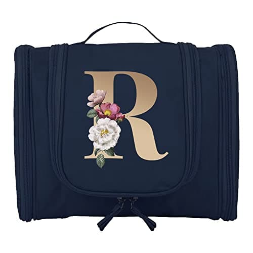 Travel Hanging Toiletry Bag for Women and Men, Toiletries Organizer, Bathroom Shaving Kit for Cosmetics, Makeup Case Wash Bag (Gold R)
