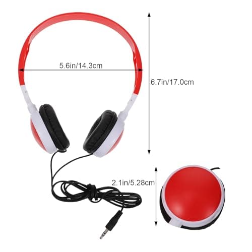 BESPORTBLE Wired Over-Ear Headphones Foldable Stereo Headset Microphone for School and Travel, Comfortable Burgundy Headphones Compatible Phone and Computer — view 2