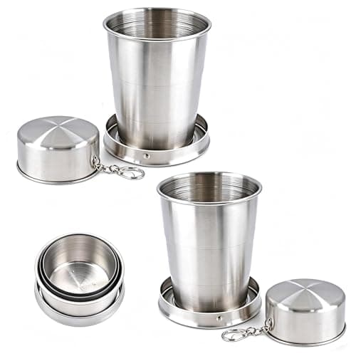 PHMING 2 Pack Collapsible Cup 150ml, Stainless Folding Cup