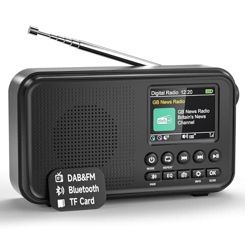 Roxicosly DAB Radio Portable with Bluetooth, 3000mAh Rechargeable Battery