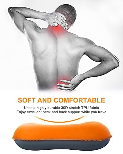 Rantizon Ultralight Camping Pillow, Compressible, Compact,Comfortable, Ergonomic Inflatable Travel Pillow with Storage Bag, for Neck & Lumbar Support for Hiking, Camping, Traveling,3.5 oz,Orange — view 4