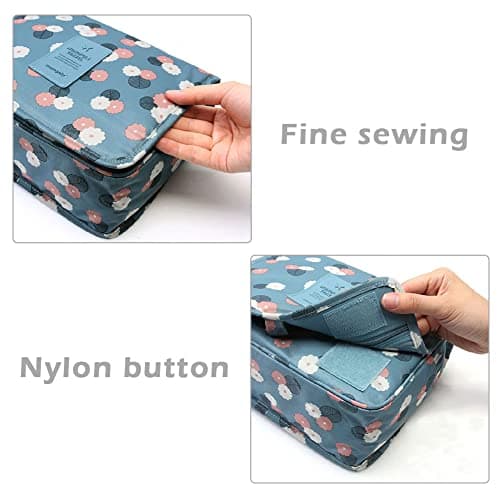 Travel Hanging Toiletry Wash Bag Makeup Cosmetic Organizer Hanging Toiletry Bags for Women, Waterproof Multifunctional Cosmetics Storage Bag for Girls Men (Blue Flowers) — view 6