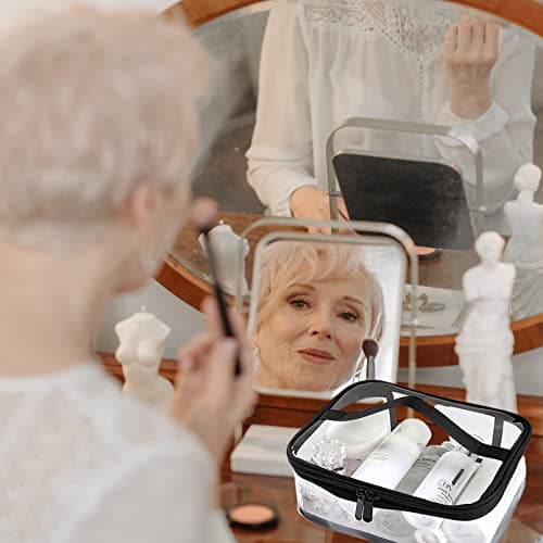 Clear Toiletry Bag, Kememo 2PCS Portable Makeup Bag Transparent Cosmetic Bag with Handle Zipper Waterproof Travel Storage Pouch — view 4