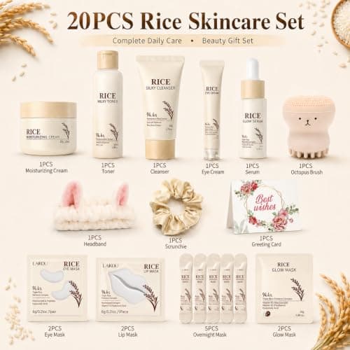 20PCS Rice Skincare Set for Women, Face Care & Pamper Gift Set — view 6