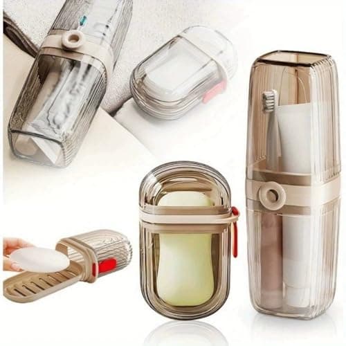 Pffiocix Leakproof Travel Kits Toothbrush Holder and Soap Container 2PCS Bathroom Hygienes Essential for Outdoor Activity Toiletry Set for Backpackers — view 2
