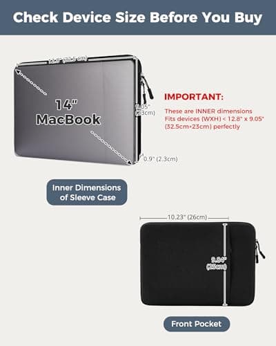 ProCase Laptop Sleeve 14" for MacBook Pro 14-Inch M5/M4/M3/M2/M1 Pro/Max 2026-2021, Computer Case Also Compatible with 14" HP Dell ASUS Lenovo Acer Chromebook -Black — view 4